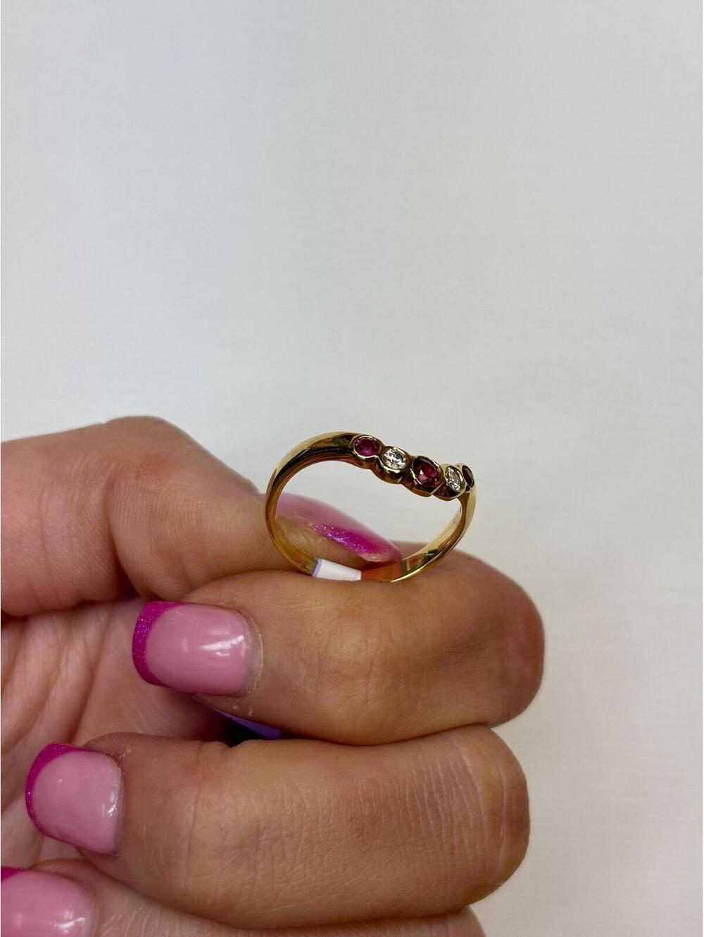14k Yellow Gold Ruby and Diamond Ring Antique - Picture 7 of 7